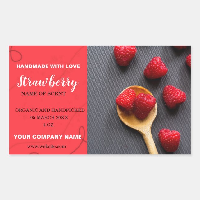 Modern Strawberry Jam Rechteckiger Aufkleber (Vorderseite)