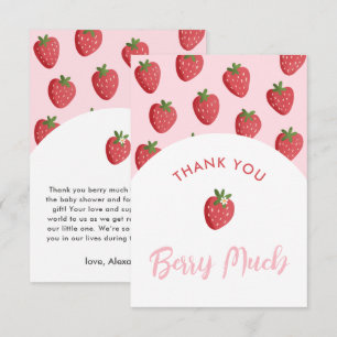 Modern Strawberry Pink Babydusche Danke Karten