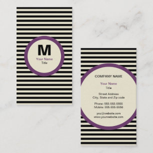 Modern Strip Monogram Business Card - Schwarz/Crem Visitenkarte