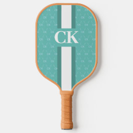 Modern Strip Monogramm mit Designer Muster Blau Pickleball Schläger