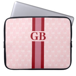 Modern Strip Monogramm mit Designer Muster Pink Laptopschutzhülle