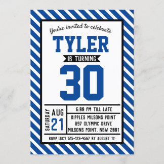 Modern Stripe Male 30. Geburtstag Einladung