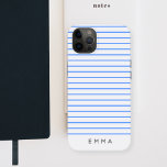 Modern Stripe Nautical Blue Case-Mate iPhone Hülle<br><div class="desc">Ganz einfach: striking case with a modern chunky horizontal stripe design in nautical blue, with a light gray background in a minimalist ‘Scandinavian style. Your name, initials or favourite word in modern block typography in trendy off black which you can easily personalise for yourself or as a special gift for...</div>