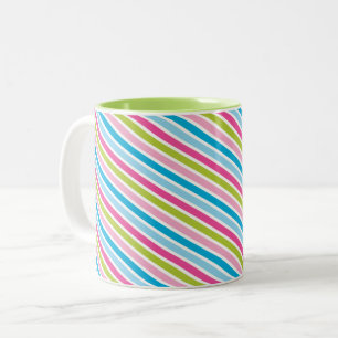 MODERN STRIPE PATTERN Festlich rosa grün Zweifarbige Tasse
