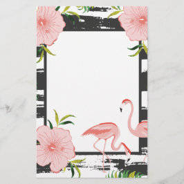 Modern Stripe Pink Flamingo Briefpapier