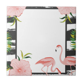Modern Stripe Pink Flamingo Fliese