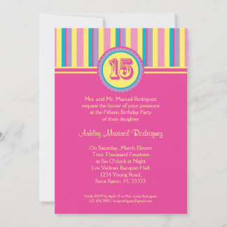 Modern Stripes 15 Geburtstag Quinceañera Einladung