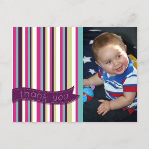 Modern Stripes Baby Danke Foto Postcard Postkarte