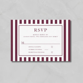 Modern Stripes Burgundy Wedding  RSVP Karte