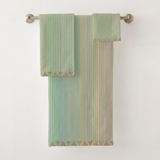 Modern Stripes Green Teal Peach Gold  Badhandtuch Set