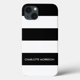 Modern stripes name monogram black and white ipad Case-Mate iPhone hülle