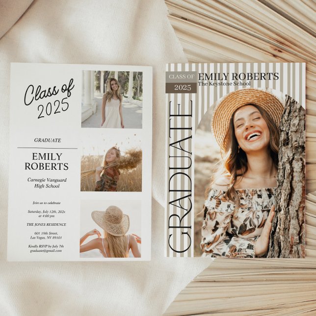 Modern Stripes Photo Graduation Announcement  Einladung (Von Creator hochgeladen)