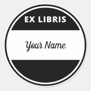 Modern Style Ex Libris Buchzeichen mit Ihrem Namen Runder Aufkleber