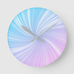 Modern Stylish Blue Pink Spectrum Radiant Pattern Runde Wanduhr