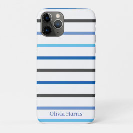 Modern Stylish Blue Stripes Custom Case-Mate iPhone Hülle