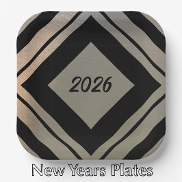 Modern Stylish Brushed Metal 2026 New Years Party Pappteller