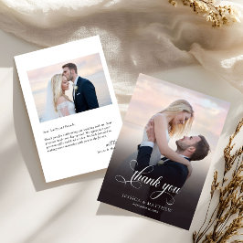 Modern Stylish Calligraphy Script Photo Wedding  Dankeskarte