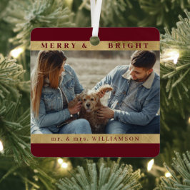 Modern Stylish Christmas Mr. und mrs Couple Foto Ornament Aus Metall