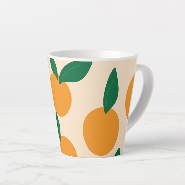 Modern Stylish Citrus Fruit Oranges Pattern Milchtasse (Rechte Ecke)