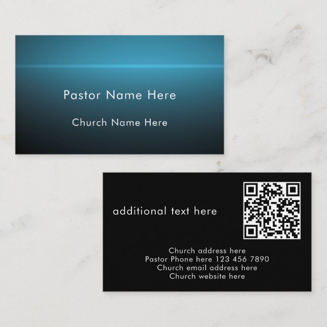 Modern Stylish Custom Text QR Code Church Pastor Visitenkarte (Vorne/Hinten)