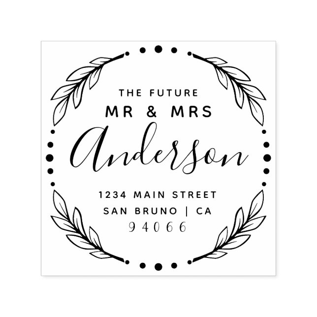Modern Stylish Future Mr. & Mrs. Rücksendeadresse Permastempel (Design)