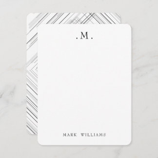 Modern Stylish Geometric Lines Monogram Stationery Mitteilungskarte