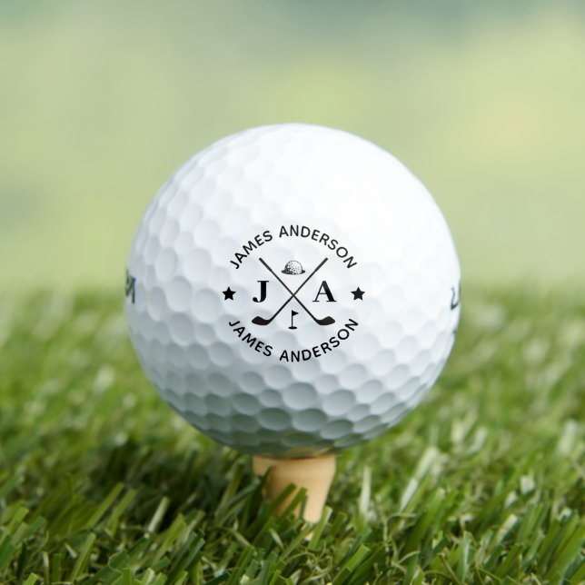Modern Stylish Monogram & Name Personalized Golfball (Insitu T-Shirt)
