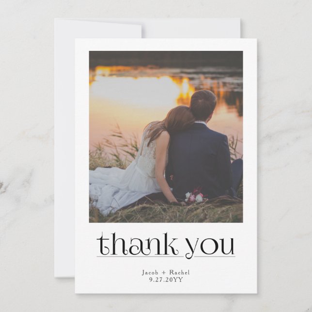 Modern Stylish Photo Wedding Thank You Ankündigung (Vorderseite)