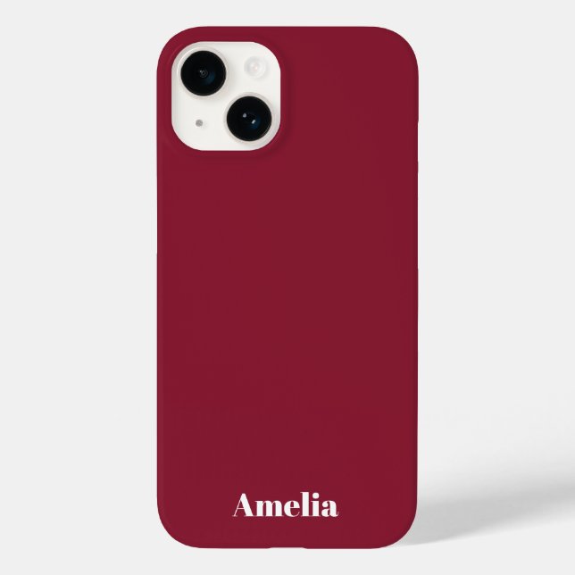 modern stylish red white script Personalized Name  Case-Mate iPhone Hülle (Rückseite)