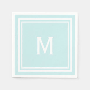 Modern Stylish Robin's Egg Blue Custom Monogram Serviette