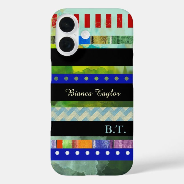 modern & stylish strimes & custom-name Case-Mate iPhone hülle (Rückseite)