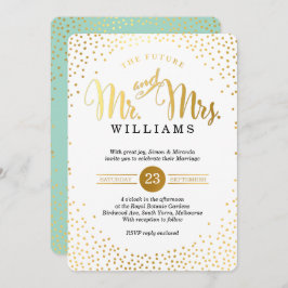 MODERN STYLISH WEDD Gold Konfetti Minze schwarz Einladung