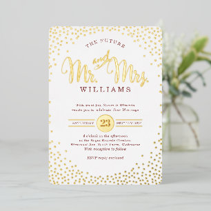 MODERN STYLISH WEDD Konfetti Marsala Gold Folieneinladung
