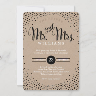 MODERN STYLISH WEDD mini Black Confetti Einladung