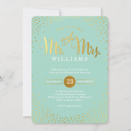 MODERN STYLISH WEDD Mini Gold Konfetti Minze Einladung