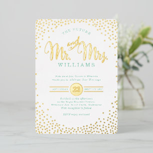 MODERN STYLISH WEDD Mini Konfetti Goldminze Folieneinladung