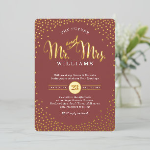 MODERN STYLISH WEDD Mini Konfetti Marsala Gold Folieneinladung