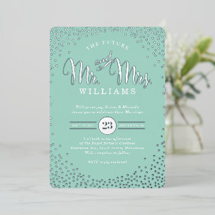 MODERN STYLISH WEDD mini silber Konfetti Minze Folieneinladung