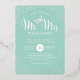 MODERN STYLISH WEDD mini silber Konfetti Minze Folieneinladung