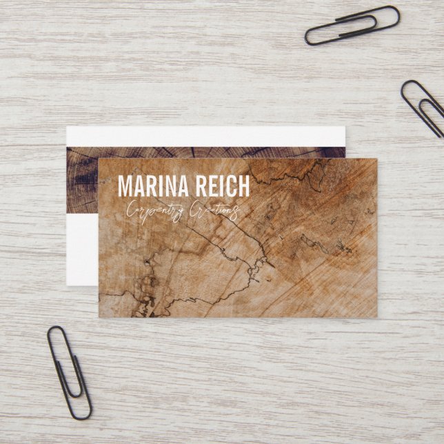 modern stylish woodworkers Business Card Visitenkarte (Vorderseite/Rückseite Beispiel)