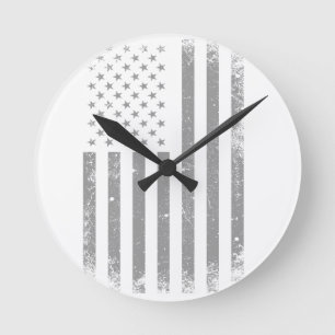 Modern Stylisierte Black USA Flag , Abstrakt Runde Wanduhr
