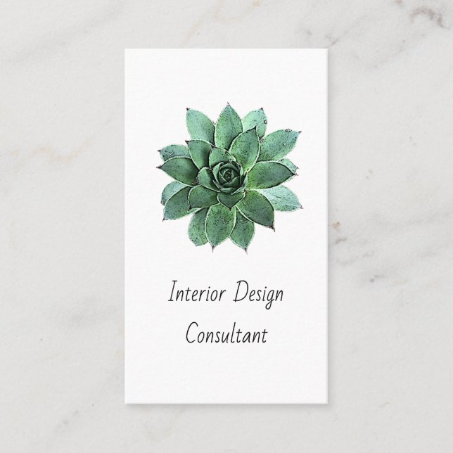 Modern Succulent Boho Botanical QR code  Visitenkarte (Vorderseite)