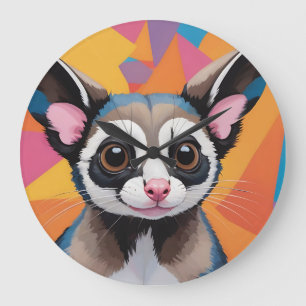 Modern Sugar Glider Abstrakt und farbenfroh Große Wanduhr