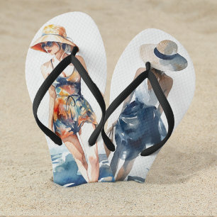 Modern Summer Beach Mode Aquarellname Flip Flops