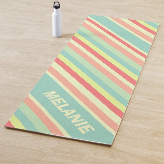 Modern Summer Colorant Diagonal Stripes Name Yogamatte (Beispiel)