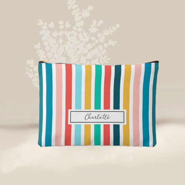 Modern Summer Colorful Vertical  Stripes  Custom  Zubehörtasche (Von Creator hochgeladen)