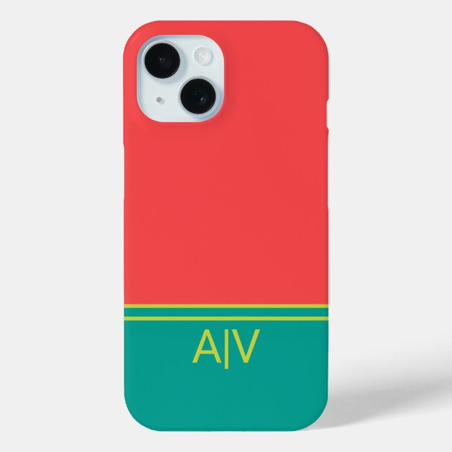 Modern Summer Coral Aquamarine Monogram Case-Mate iPhone Hülle (Rückseite)