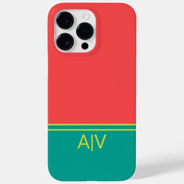 Modern Summer Coral Aquamarine Monogram Case-Mate iPhone Hülle (Rückseite)