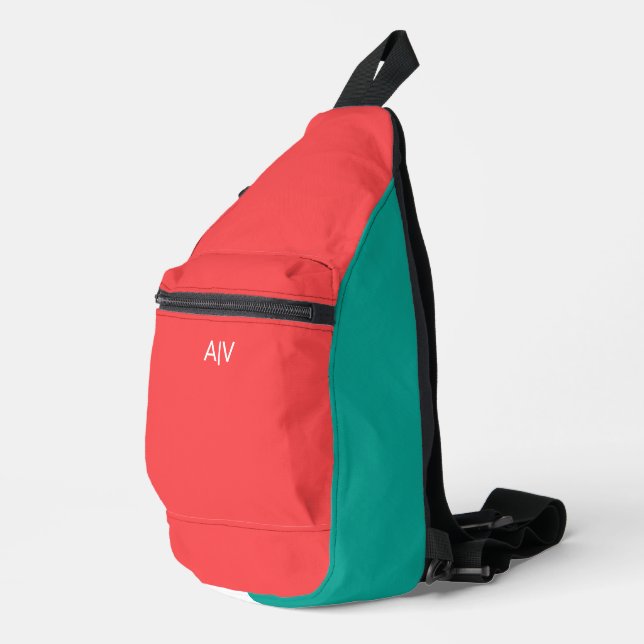 Modern Summer Coral Monogram Crossbody Bag (Rechte Ecke)