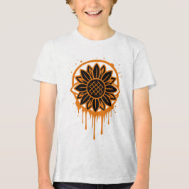 Modern Sunflower Floral Art Abstract Nature Tri-Blend Shirt